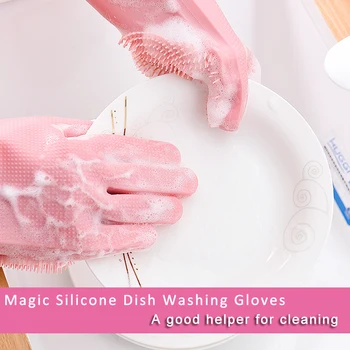 Magic Silicon Mănuși de Spălat Vase Accesorii de Bucătărie de spălat Vase Mănușă de Instrumente de uz Casnic, pentru Mașini de Curățare Perie Pet 1 Pereche