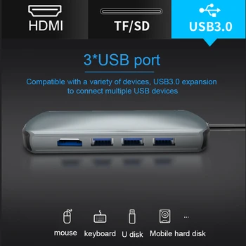 Basix C HUB USB Tip C la Multi HUB USB 3.0 HDMI Adaptor Dock pentru MacBook Pro Huawei P30/P20-C USB 3.1 Splitter 3-Port USB HUB