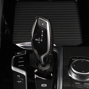 Real Fibra de Carbon Mașină Capacul Schimbătorului de Viteze frana de mana Prindere Bază de Decorare Autocolant pentru BMW G30 G31 Seria 6 GT G11 G12 X3 X4