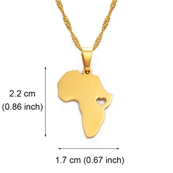 Anniyo Inima Africii Harta Pandantiv Coliere pentru Femei Fete de Culoare de Aur/Argint de Culoare din Africa Hărți Bijuterii Etnice Cadouri #165421