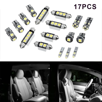 LEEPEE 17Pcs/set T10 Interior Alb Lumina LED-uri kituri de Înmatriculare Lumini Auto Lampa Semnal de Eroare Gratuite Auto Becuri Interior