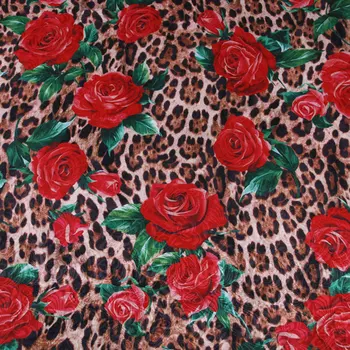 Rose Leopard flori imprimate jacquard țesătură de poliester tissus femei rochie lucru Manual DIY țesături și îmbrăcăminte de cusut pânză material