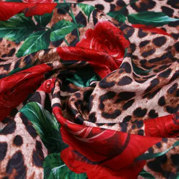 Rose Leopard flori imprimate jacquard țesătură de poliester tissus femei rochie lucru Manual DIY țesături și îmbrăcăminte de cusut pânză material