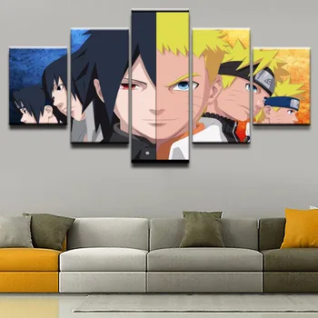 Perete Modular Imagini Duble fata de Fotografie Pentru Copii Cameră De 5 Panouri Naruto Rol Cadru Decorativ HD Postere Canvas Tablou