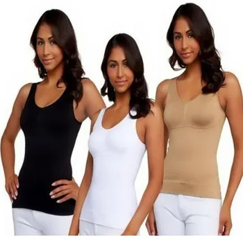 3pcs set alb negru begie Femeie Corpului Shapewear fără Sudură în Modelarea Cami Formator Rezervor de Top Slăbire Lung și Subțire Stil strat Dublu