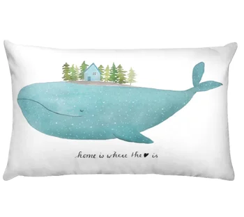Nordic Ocean Ilustrare Talie Imprimate față de Pernă Desene animate Balena Lenjerie de Pernă Decorative, Decor Acasă Canapea Arunca Perna 50*30cm