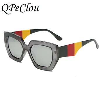 QPeClou Designer De Brand Poligon Ochelari De Soare Femei 2020 Epocă Trei Culori Ochelari De Soare Barbati/Femei Pătrat Oculos De Sol Masculino
