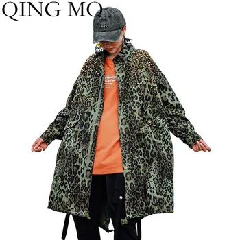 QING MO Leopard Imprimate Model Camuflaj Femei Trenci ofițeresc 2020 Femei Cordon Strat de sex Feminin Nit Uza ZQY4876
