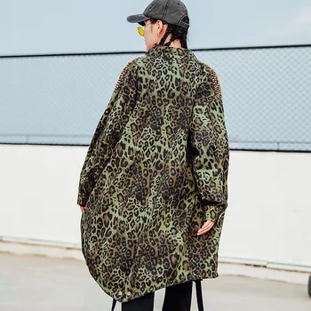 QING MO Leopard Imprimate Model Camuflaj Femei Trenci ofițeresc 2020 Femei Cordon Strat de sex Feminin Nit Uza ZQY4876