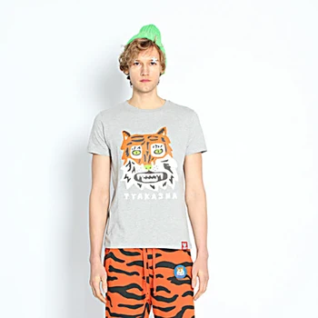 De înaltă calitate T-shirt Pentru Bărbați Și Femei Unisex Tee Topuri cu Maneci Scurte de Vara Noi Drăguț Tigru de Imprimare Doamnelor Supradimensionat Tricou Gri