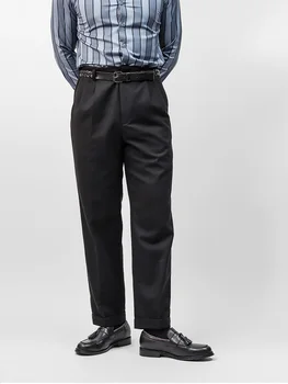 Italiană stil retro de la Hollywood dublu cutat talie mare pantaloni casual barbati vrac mici pantaloni drepte birou Codrin