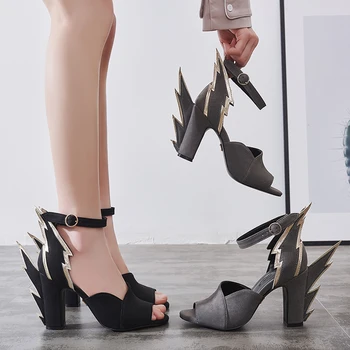 Femei Pompe de Sandale cu Toc Mare, Dimensiuni 10cm Fulger Acoperite Deget de la picior Deschis Petrecere de Vara, Pantofi Wedges pentru Femei Platforma Wedge