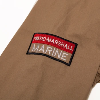 Fredd Marshall Bărbați Marfă Tricou 2018 Nou Casual cu Maneci Lungi, Broderie Solid Shirt Clasic Cămașă Militară Armata Verde, Kaki 115