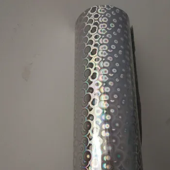 Fierbinte ștanțare folie holografic. inel din argint model rotund fierbinte apăsați pe suport de hârtie sau plastic filmul de transfer de căldură 16cm x 120m