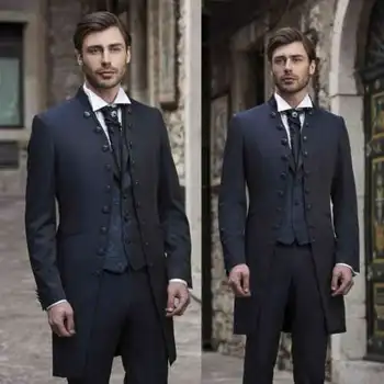 Bărbați Mirele Fracul Sacou Lung de Nunta 3 Costum Petrecere Clasic Mire de Design cele mai Recente Barbati Slim Fit Dress