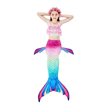 2020 Fete Înot coada de Sirena Cu Monofin Flipper Sirena Costum de Cosplay, costume de Baie Copii Fantasy Beach Bikini 3-10y