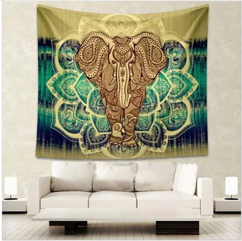Elefant Indian Tapiserie Aubusson Colorate Imprimate Decor Mandala Religioase Boho Covor De Perete Bohemia Beach Blanket Plus Dimensiune