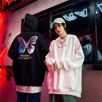 Fluture De Imprimare Hanorace Jachete Cupluri Streetwear Hip Hop Casual Hooded Sweat Shirt Mens De Moda Pulover De Sus