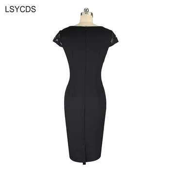 LSYCDS Sexy V-Neck Lace Dress de Vară 2020 Negru Rochie de Epocă Femme Rochii Elegante Plus Dimensiune Femeie Club de Noapte Partid Vestidos