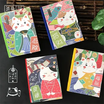 Stil japonez de Hârtie Notebook-uri Planner Hardcover Cat Noroc Agenda Jurnal Școală Drăguț Notă Carte de Buzunar Notepad