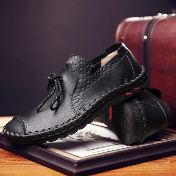 Piele naturala Barbati Casual Pantofi de Brand de Lux 2021 Barbati Mocasini Mocasini Respirabil Aluneca pe Negru de Conducere Pantofi Plus Dimensiune 38-48