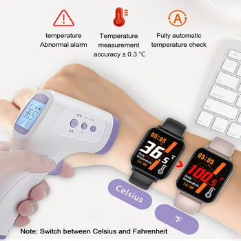 F25 Ceas Inteligent Temperatur Heart Rate Monitor Touch Screen Tracker de Fitness pentru Femei Barbati Sport Smartwatch pentru Android iOS