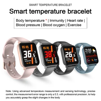F25 Ceas Inteligent Temperatur Heart Rate Monitor Touch Screen Tracker de Fitness pentru Femei Barbati Sport Smartwatch pentru Android iOS