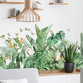 Nordic plante tropicale decor de perete autocolante pentru camera de zi dormitor canapea la tv de fundal de vinil de perete decalcomanii de imagini de fundal pisica postere