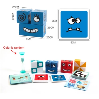 Copii Din Lemn Expresie Nedumerit Cub Magic Blocuri De Construcție Grădiniță Cu Predare Inteligenta Montessori Meci De Puzzle Jucarii Cadou