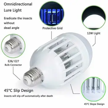 220V UV Bec LED 15W Electric Mosquito Killer Lampa Capcană pentru Insecte Lumina Anti Respingător Bug Pentru Gradina Anti-tantari Consumabile