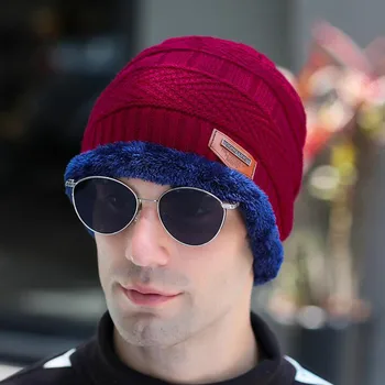 Moda 2020 Nou Culoare Solidă Tricot Beanie Hat pentru Bărbați Pălării de Iarnă Băiat de Cald, Plus Catifea Îngroșa Capac de Acoperire Chelioși Lână Os de sex Masculin