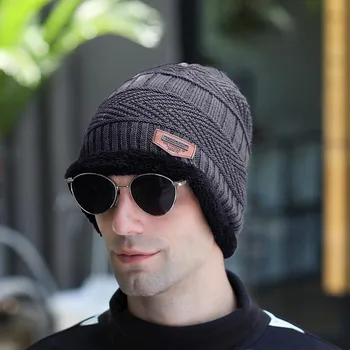 Moda 2020 Nou Culoare Solidă Tricot Beanie Hat pentru Bărbați Pălării de Iarnă Băiat de Cald, Plus Catifea Îngroșa Capac de Acoperire Chelioși Lână Os de sex Masculin