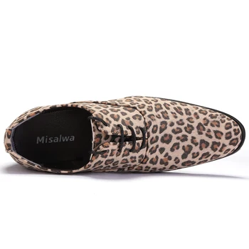 Misalwa de Lux, Brand Italian Bărbați Leopard din Piele Dantela-Up Formală Maro Pantofi Pentru Barbati Kaki Rochie de Mireasa Sociale Masculino
