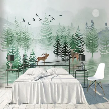 Personalizat Murale 3D Tapet Pictate manual Peisaj de Pădure Cerb Foto Hârtie de Perete Camera de zi cu TV, Canapea Dormitor, Peretele din Fundal Fresco