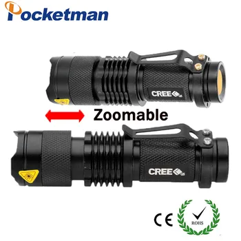 De înaltă calitate Mini Negru 2000LM rezistent la apa Lanterna cu LED 3 Moduri de Zoom Lanterna LED-uri lanterna transport gratuit