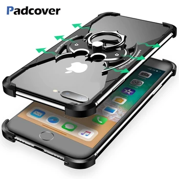 PADCOVER pentru iPhone 7 8 Caz Bat Design Bara Airbag Caz de Metal de Lux Ultra-subțire Inel Titular Shell pentru iPhone 7 8 Plus