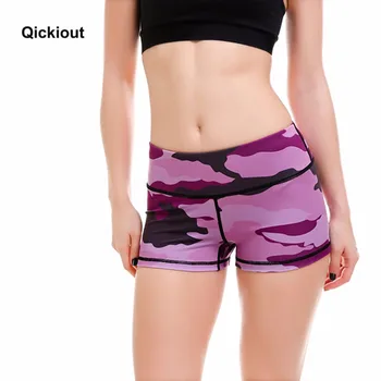 Qickitout pantaloni Scurți de Înaltă Calitate Femei Sexy Violet Camuflaj Casual pantaloni Scurti Casual, Talie Mare Vara Doamnelor pantaloni Scurți pentru Plus Dimensiune