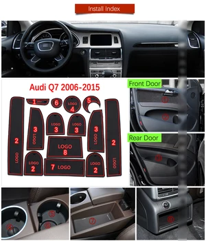 Anti-Alunecare de Cauciuc Poarta Slot Cupa Mat pentru Audi Q7 4L 2006 - S line LOGO Accesorii 2007 2008 2009 2010 2011 2012 2013 1