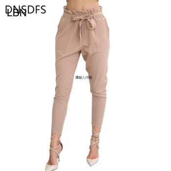 Nou Brand De Înaltă Talie Elastic Pantaloni Harem Pentru Femei Primavara-Vara Moda Noua Pantaloni Femei Office Lady Pantaloni Negri Centura