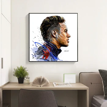 Acuarele Neymar Fata Postere de Fotbal Imprimare Panza Picturi Abstracte, Fotbal, Sport, Arta de Perete Imagini pentru Living Decorul Camerei