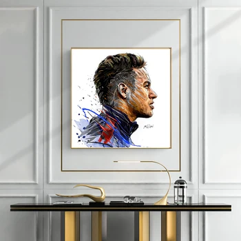 Acuarele Neymar Fata Postere de Fotbal Imprimare Panza Picturi Abstracte, Fotbal, Sport, Arta de Perete Imagini pentru Living Decorul Camerei