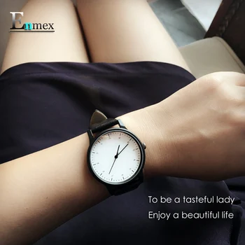 2021gift Enmex cool stil ceas de mână Scurtă vogue simplu, elegant, cu Negru și alb fata scurtă casual cuarț ceas de moda