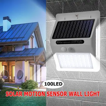 1-4buc 100LED rezistent la apa Solar Senzor de Mișcare de Perete de Lumină în aer liber Curte Street Lampă în aer liber Lumina Solara Lampa de Gradina
