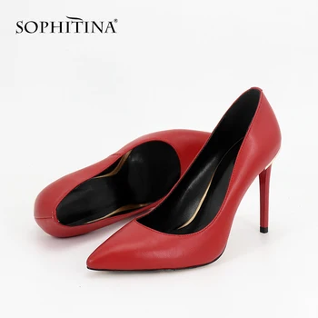 SOPHITINA Pantofi de Nunta de Moda Rosu din Piele a Subliniat Toe Pompe Pentru Fata Sârmă de Aur de 10 cm Tocuri Subtiri Petrecere Pompe Femeie MC43