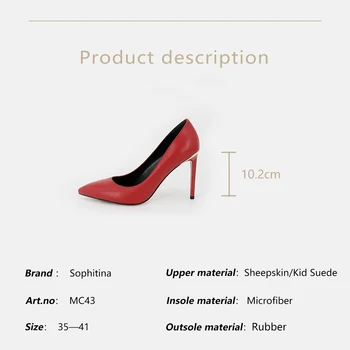 SOPHITINA Pantofi de Nunta de Moda Rosu din Piele a Subliniat Toe Pompe Pentru Fata Sârmă de Aur de 10 cm Tocuri Subtiri Petrecere Pompe Femeie MC43