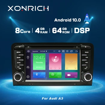IPS DSP 4GB 2din Android 10 Radio Auto DVD Player Pentru Audi A3 8P S3 2003-2012 RS3 Sportback Multimedia Navigatie GPS stereo RDS