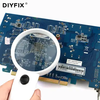DIYFIX Optic 4X Lupa Portabile de Citire cu Lupă Lupă de Sticlă cu 2 Lumini LED Mâner Ergonomic(Bateriile nu sunt incluse)