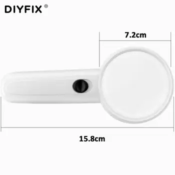 DIYFIX Optic 4X Lupa Portabile de Citire cu Lupă Lupă de Sticlă cu 2 Lumini LED Mâner Ergonomic(Bateriile nu sunt incluse)