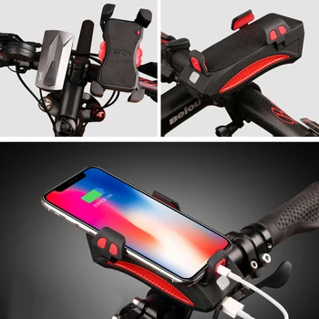 4 in 1 cu Bicicleta Suport de Telefon Moto Biciclete de Telefon Montare Suport Bicicleta Lumina Corn USB Power Bank pentru Smartphone Ciclism MTB Față de Lumină