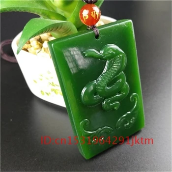 Bărbați Cadouri Jad Verde pentru Femei de Moda de Mână Amuleta Jadeit Charm Pandantiv Chineză Naturale Sculptate Colier Sarpe Bijuterii
